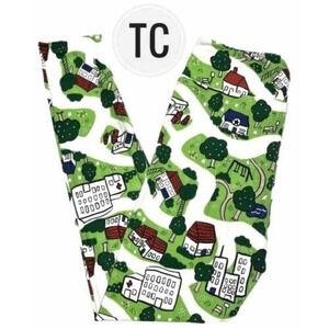 LuLaRoe Womens Leggings Size TC White Green Roads Trees‎ City Map Unicorn NWT